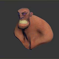 Angry Man With Red Skin Muscular Bust Sculpture 3D Rendered Fierce Facial Expression