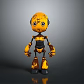 Worn Yellow And Black Robot Figure With Rusty Details And 3D Rendered Design