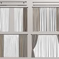Elegant Modern Curtains with White and Brown Colors Linen Fabric and Pleated Design for Home
