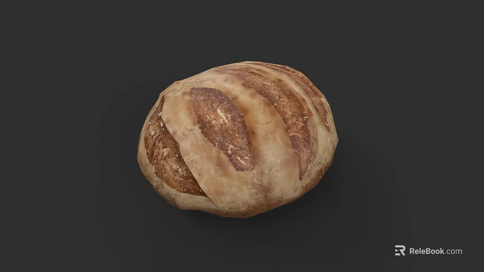 Homemade Artisan Bread With Golden Brown Crust And Scored Patterns 3d model 