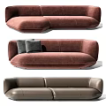 Modern Sofa Set With Gray Brown Upholstery Plush Cushions And Curved Design