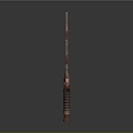 Weapon With Serrated Red Blade Sharp Edges Textured Grip And Sci Fi Design