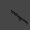 Tactical Pump Action Shotgun Featuring Black Top Rail And Gray Metal Body Structure