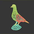 Elegant Red Perforated Dove Shaped Decorative Furniture Ornament With Metallic Base