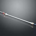 Fantasy Polearm Weapon With White Shaft Golden Accents And Red Gemstone Tip