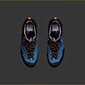 Blue Orange Outdoor Sneakers With Textured Upper Lace Up Design And Durable Sole