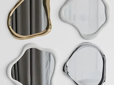 Modern Decorative Mirrors With Irregular Shapes And Gold Silver White Gray Frames 3d model