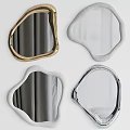 Modern Decorative Mirrors With Irregular Shapes And Gold Silver White Gray Frames 3d model