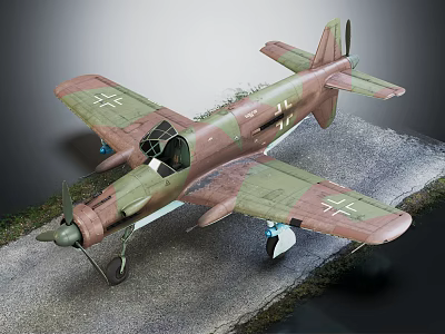 Camouflage Military Aircraft Model With Cross Insignia On Ground 3d model