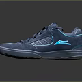 Blue Lace Up Sneakers with Neon Accents Suede Upper Thick Sole Casual Sporty Style