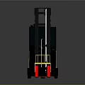 Modern Industrial Forklift With Black Cab Yellow Body And Red Forks