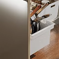 Kitchen Cabinet Drawer Organized With Neatly Stored Pots Pans And Lids