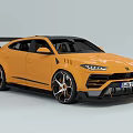 Yellow Modified Lamborghini Urus With Rear Wing And Alloy Wheels 3d model