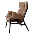Modern Stylish Leisure Chair With Textured Fabric Upholstery Leather Armrests And Sturdy Wooden Legs