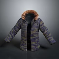 Camouflage Winter Coat with Warm Fur Collar Long Sleeve Design For Cold Weather