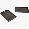 Set Of Two Dark Rectangular Trays With Handles For Home Serving And Decor Use 3d model