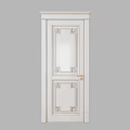 Deep Red Swing Door With Decorative Patterns Handle And Lock 3d model