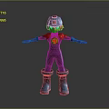 Sci Fi Humanoid Character With Cybernetic Helmet Blue Boots And Red Chest Emblem