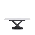 Modern Dining Table With White Marble Top And Black X Shaped Base Design 3d model