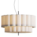 Modern Layered Chandelier With Fabric Shades And Soft Beige Tone For Home Decor