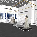 Wedding Dress Store Interior With Bridal Gowns Displayed On Mannequins And Modern Lighting