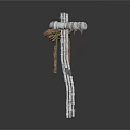 Detailed 3D Mechanical Skeletal Structure With White Frame Brown Components And Circular Joints