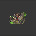 Cartoon 3D Village Scene with Playful Characters and Colorful Creatures Interacting Among Small Houses