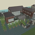 Modern Commercial Street Featuring Contemporary Buildings Greenery Water Features And Outdoor Spaces
