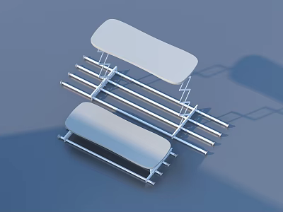 Modern Double Layer Household Shelf With White Top And Metal Frame 3d model
