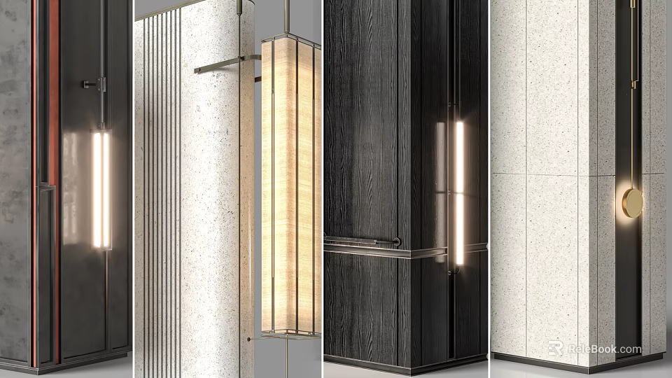 Modern Wall Lamp With Vertical Fabric Shade And Warm Glow For Interior Decoration 3d model 