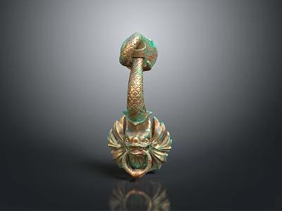 Bronze Sculpture With Dragon Head Snake Body And Decorative Ring Design 3d model