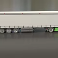 Green Modern Semi Truck Featuring White Cargo Trailer And Sleek Design
