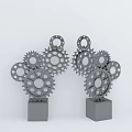 Hardware Tools Featuring Black Metal Gears Mounted on Solid Base Stands Industrial Mechanical Design Elements 3d model
