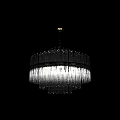Modern Circular Glass Chandelier with Vertical Glass Rods and Gold Frame for Elegant Lighting Fixture