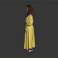 Yellow Women's Robe With Blue Collar Zipper And Red Shoes For Loungewear