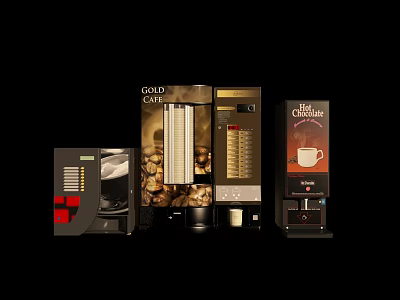 Modern Kitchen Appliances Featuring Various Coffee Machines And Coffee Beans 3d model