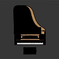 Black Grand Piano With Open Lid Wooden Bench And Metal Strings