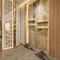 Elegant Leisure Area Interior Design With Calligraphy Screens Green Plants And Natural Light
