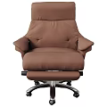 Brown Leather Office Chair with Ergonomic Armrests Adjustable Recline and Swivel Base