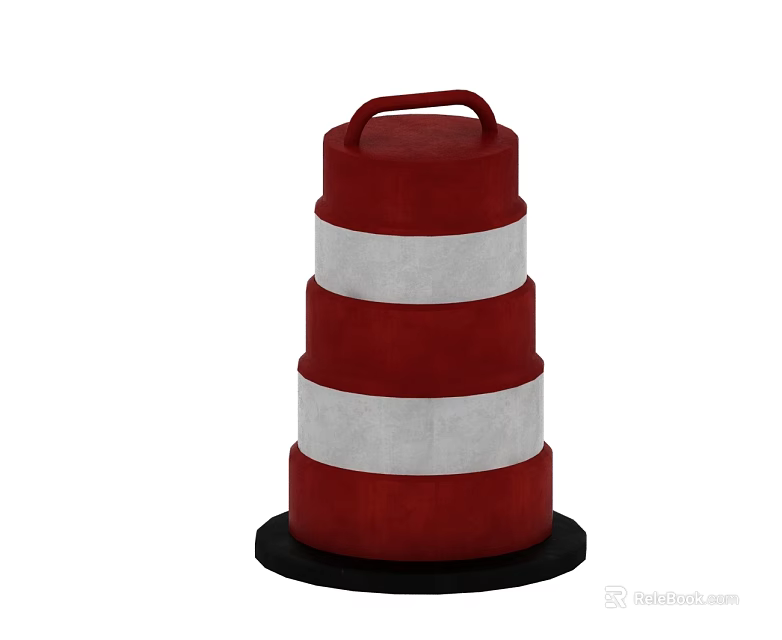 Red And White Striped Stacked Traffic Cone For Road Safety Warning Use 3d model 
