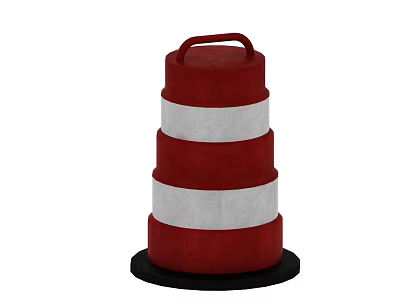 Red And White Striped Stacked Traffic Cone For Road Safety Warning Use 3d model