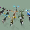 Modern Deer Herd Elk Fantasy Deer Herd 3d model