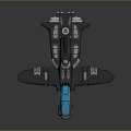 Sleek Black Toy Airplane Model With Blue Cockpit And Sci Fi Design Details