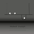 Classic Medieval Droplight Design With Metal Frame And Globe Bulbs 3d model