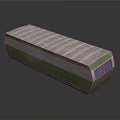 Green And White Modular Structure With Striped Roof And Side Window Design