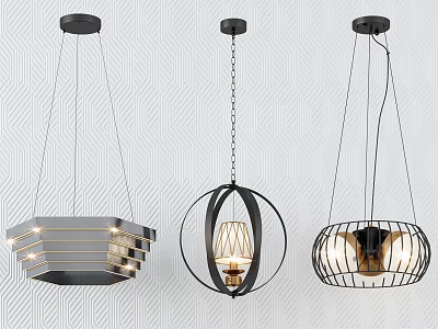Modern Chandeliers With Unique Geometric Designs And Metal Frames For Home Decor 3d model