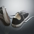 Black Classic Canvas Casual Shoes With White Laces And White Sole Design