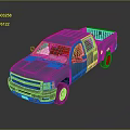 Blue Chevrolet Four Door Pickup Truck With Cargo Bed And Reflective Surface