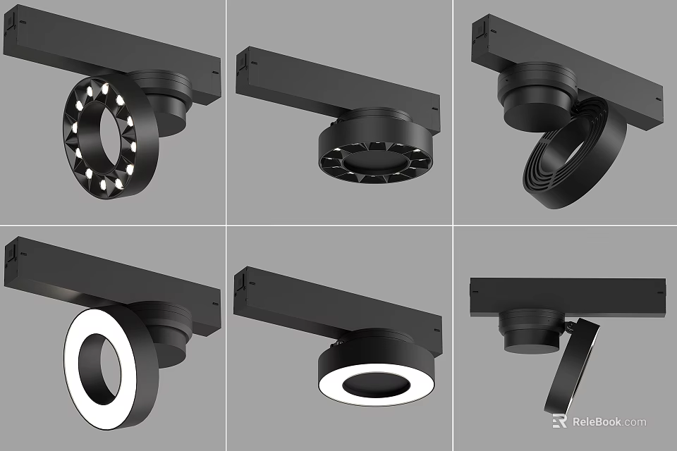 Modern Black Downlights And Spotlights With Different Styles For Track Lighting 3d model
