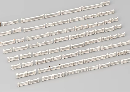 European style railing guardrail balcony guardrail Aquarius pillar stone 3d model